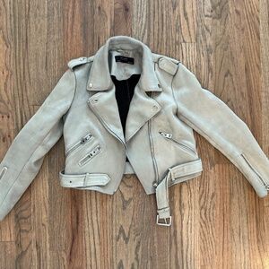 Zara Faux Suede Cropped Moto Jacket - Size Small